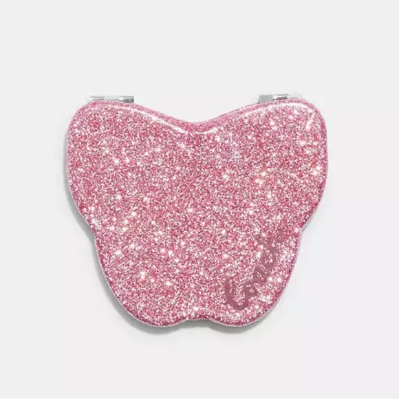Coach Glitter Butterfly Compact Mirror in Taffy - Picture 1 of 2